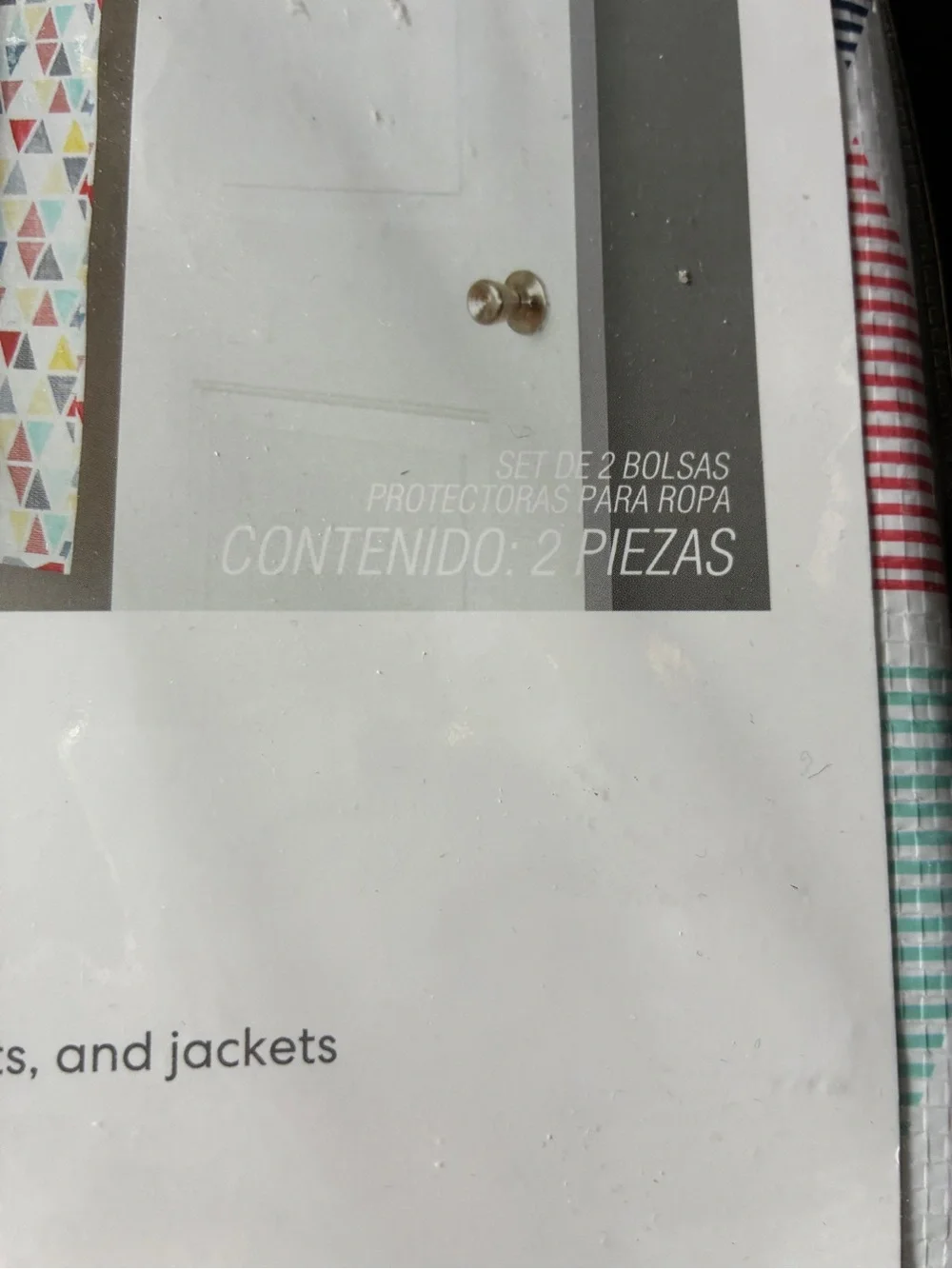 NWT! White Triangle Print Hanging Garment Bags - Set of 2